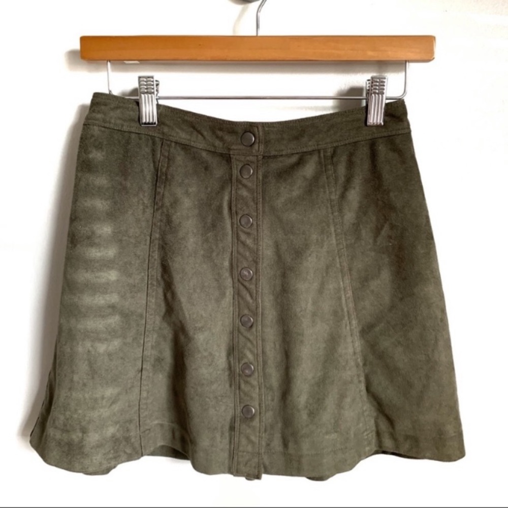 Abercrombie and Fitch Faux Suede Olive Mini Skirt